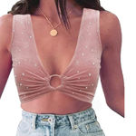 Fashion Velvet Crop Top Stars Light Pink With Silver Stars Women’s S NWT Photo 0
