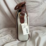 Vintage Cream Crossbody Shoulder Bag w/ Brown Braided Trim White Photo 3