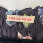 Rebecca Taylor 100% Silk Navy Floral Print Long Sleeve Blouse Women's Size 4 Photo 3