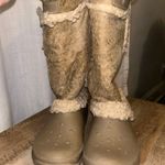 Crocs Nadia Women’s Taupe Faux Fur Lined Pull On Tall Boots Shoes Size 9 Photo 2
