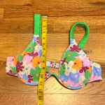 Women’s Medium Green Pink Flower Cheeky Bikini Swimsuit Set Beach Vacation Retro Photo 3