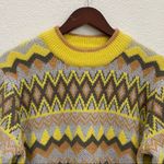 Andrew Marc  NY Mustard Lurex Geometric Sweater Photo 2