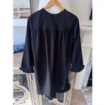 Ganni Clark Ruffle Trim Crepe Long Sleeve Mini Shift Dress Black Size 36/ 4 Photo 4