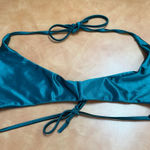 Teal Satin Like Bikini Top Blue Size M Photo 0
