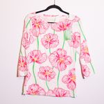 NEW Lilly Pulitzer Andie Cotton Quarter Sleeve Tee Shirt Resort White Clover Cup Photo 0