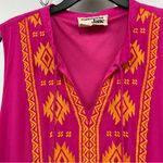Savanna Jane L Aztec embroidered sleeveless mini dress pink Fuchsia tassels Size L Photo 10