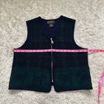 Requirements Vintage 100% Wool Large Scottie Dog Sweater Vest Full Zip Navy Blue Green Womens Photo 4