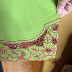 Aryeh  100% Cotton Green Dress with Purple Embroidery Size Medium Photo 4