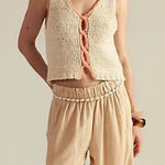 Free People NWT  Sicily Shell Sweater in Ivory Combo Photo 0