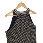 THML Faye Boho A Line Embroidered Halter V Neck Geometric Dress Navy L Photo 6