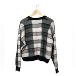 ZARA cardigan Oversized cropped plaid black pink button sweater small Photo 1