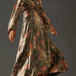 Anthropologie Caballero Caballero Deep V-Neck Maxi Metallic Dress XL Photo 0