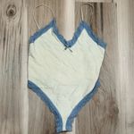 Urban Outfitters  Out From Under Lace Trim Bodysuit Cream Blue Women’s Small Photo 1