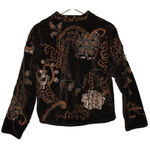 Chico's Womens Brown Tan Cotton Floral Long Sleeve Blazer Suit Coat Jacket Size 1 Photo 1