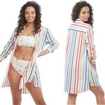 Summersalt NWT  Short Effortless Shirtdress Coverup in Rainbow Stripe Photo 1