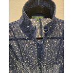 Trisha Tyler M Navy Lace Ombre Button Up Blouse Coastal Artsy Lagenlook Sheer Blue Size M Photo 3