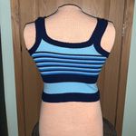 100% Acrylic blue striped sweater tank top Size M Photo 1