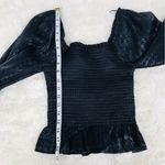 WAYF  Black Hounstooth Long Sleeve Smocked Peasant‎ Top Witchy Goth Small New Photo 8