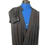 Forever 21  Black Blouse Long Sleeve Surplice Neckline Career‎ Top M Photo 3