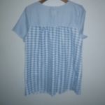 Tati Fashion M Blue Checked Snap Front Short Sleeved Pocketed House Coat Size M Photo 2