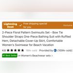 Pretty Matching Floral Swimsuit and Sarong Set Sz L Black Size L Photo 11