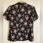 Emma James 🌞 Black Floral Button Up Short Sleeve Blouse Photo 7