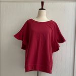 Anthropologie Saturday Sunday Ellie Ruffle Short Sleeve Sweatshirt Top Size L Photo 3