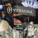Versona  Floral Boot Cut Corduroy Pants Black and Blue Photo 4
