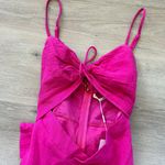 Selfie Leslie Twin Flame Drawstring Bust Midi Dress in Hot Pink Photo 4