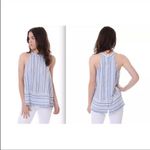 Cloth & Stone  Striped Blue Halter Tank Top Photo 3
