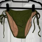 J.Crew  NWT Wide Rib Curved Waist Cheeky String Bikini Bottom With Rings‎ Green Photo 0