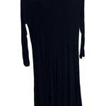 Flax Long Sleeve Mock Neck Maxi Dress Slinky Black Minimalist Capsule Medium Photo 1