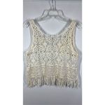 Cupshe Women's Sleeveless Fringe Open Knit Crochet Tank Top White Size Medium Photo 4