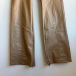 ZARA  Faux Leather Flare Leg Pants Size 28 Medium Tan Nude Stretch High Rise Photo 2