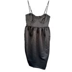 T11 Future Collective Black Satin Midi Dress Bustier Bodice Party Cocktail M Size M Photo 1