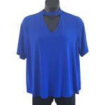 Excellent Boutique Plus Women’s Blue Keyhole Cutout Neck Blouse Size 0X Plus Photo 6