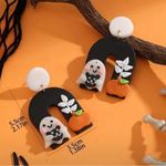 🌸 4 for $20 Black and white ghost earrings with orange pumpkin #halloween Photo 3