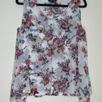 Roz & Ali | White Floral Sleeveless Chiffon Layered Blouse | Large Photo 0