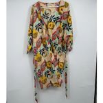 Noonday Collection Papaya Print Kimono Robe 3/4 Sleeve Pockets M/L Resort Beach Size L Photo 2