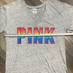 PINK - Victoria's Secret  Gray Tee with Rainbow Logo‎ Photo 2