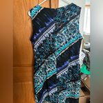 Connected Apparel  Blue and Black Patterned Midi Dress Photo 1