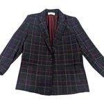 American Vintage 90s Heritage Plaid Wool Vintage Single Breasted Blazer Green Blue Red Medium Photo 4