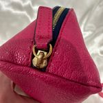 Smythson Of Bond St Cosmetic Case In Panama Leather Fuschia Pink & Gold Zip Photo 9