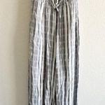 L*Space Riri Strapless Wide‑Leg Jumpsuit XS Gray White Stripe Smocked tie Photo 0