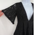 Showpo Lace Mini Dress 6 Whimsigoth Romantic Babydoll Deep V Fairy Grunge Y2K Black Photo 2