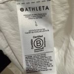 Athleta Levitate Poplin Tee Shirt White V Neck Short Sleeve Pleated Cuff Size L Photo 4