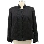 NWT Craig Signer Lined Floral Damask Raw Edge Taffeta Trim Evening Jacket Black Size L Photo 0
