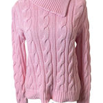 Ralph Lauren Lauren  Womens Large Pink Cable Knit Sweater Cowl Neck Preppy Cotton Photo 0