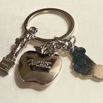 design USA Keychain - new - New York - dainty - pink apple, yellow taxi cab, silver statue of liberty. Enamel on metal. Charms are approx 1" each - see pics for measurements. Brand is . Photo 2