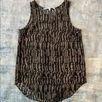 Collective Concepts Brown Black Abstract Pleated Sleeveless Blouse Small Photo 6